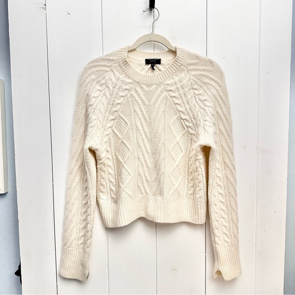 Rag Bone Pierce Cashmere Cable-Knit Sweater In Ivory Size Small